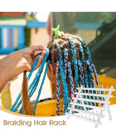 19 Pcs Wooden Hair Braid Rack Set with Clips, Comb & Parting Ring - White - Buy Online on GoSupps.com