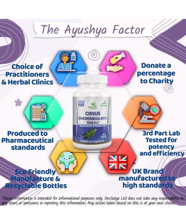 Organic Ayushya Cissus Quadrangularis Capsules - 60 Capsules for Natural Bone Health - Buy Online on GoSupps.com