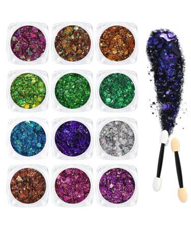 AOOWU AOOWU Glitter Gel for Body and Face 12 Colors Face Makeup for Carnival Halloween Birthday