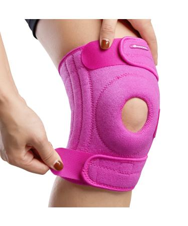 AVIDDA Knee Support Patella Tendon Knee Brace With Side Stabilizers for Running Sports Joint Pain Arthritis Adjustable Knee Support Brace for Women Pink Size M-XL: 18.5" to 22.5" Pink