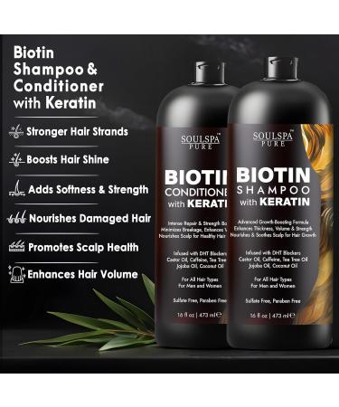 Biotin Shampoo & Conditioner Set with Keratin | Anti-Thinning Hair Growth Formula | DHT Blockers for Men & Women | 16 fl oz - Buy Online on GoSupps.com