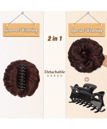 Barsdar Claws Clip Messy Bun Hair Part | Clip-In Claw Hair Tie & Curly Synthetic Hair Extensions for Women | Perfect for Ponytails & Chignons in Burgundy - Buy Online on GoSupps.com