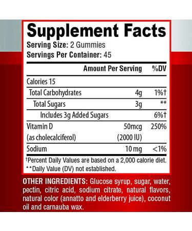 YUMMYVITE Vitamin D3 Gummies - 90 Count | Peach Mango Strawberry Flavor | Immune Support Supplement | Vegetarian Formula - Buy Online on GoSupps.com