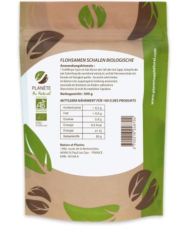 Organic Psyllium Husks 500g - 99% Purity Certified Organic | Buy Now for International Shipping - Buy Online on GoSupps.com