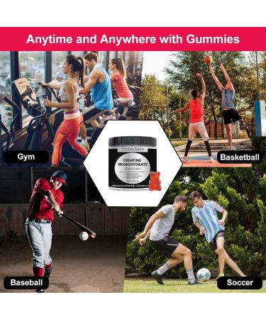 Creatine Monohydrate Gummies - Sugar Free 5g for Muscle Gain & Energy - Gluten Free Non-GMO 120 Count | Best Muscle Recovery for Men & Women - Buy Online on GoSupps.com