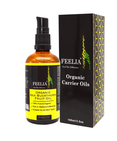 Feelia - Organic Sea Buckthorn Fruit Oil - Cold Pressed Rich in Vitamins & Minerals Suitable For All Skin Types 100% Pure & Organic - 100ml