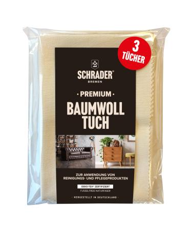 Schrader Premium Cotton Cloth - Polishing Cloth for all Surfaces Furniture Clothing Leather Wood - Cream - 25x33cm - 3 Pieces - Buy Online on GoSupps.com