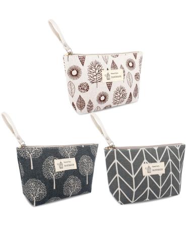 3 PCs cosmetic bag with zipper canvas make-up bag portable cosmetic bag of canvas double layer of cosmetic bags for travel business trips Camping Outdoor activities