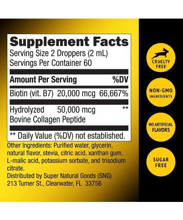 High Potency Liquid Biotin & Collagen Hair Growth Drops 70,000mcg - Skin, Nail & Hair Supplement for Radiant Beauty - Vitamins for Women & Men - 4oz - Buy Online on GoSupps.com