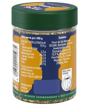Fuchs Zatar Spice Preparation 40g - Authentic Flavor for Global Shipping | Perfect for Middle Eastern Dishes - Buy Online on GoSupps.com