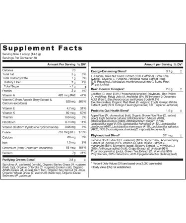 Genuine Health Greens + Extra Energy Superfood Powder - Vanilla Boost Energy & Support Gut Health | 30 Servings - Buy Online on GoSupps.com