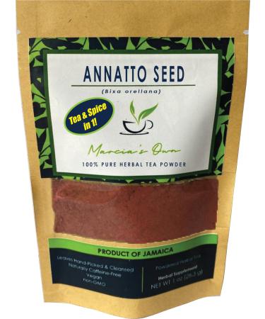 Marcia s Own Marcia's Own Annatto Seed 100% Pure 2-IN-1 Herbal Tea & Spice Powder from Jamaica 1 oz / 28.3 g (40 Servings)