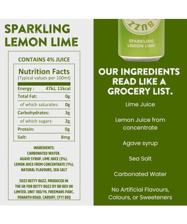 Betty Buzz Sparkling Lemon Lime Soda by Blake Lively | Natural Flavours | 12 x 330ml Cans - Buy Online on GoSupps.com