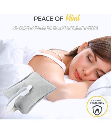 MONHOUSE Rechargeable Electric Hot Water Bottle in Dark Grey - Hand Warmer Massaging Heat Pad - Soft & Cozy Heated Bag with Waist Belt - 27 x 18 cm - Buy Online on GoSupps.com