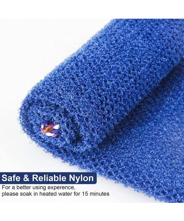 African Exfoliating Body Net Bath Sponge Set - 4 Pieces Nylon African Net Sponge with Soap Mesh, Adhesive Hooks - Bathing Scrubber for Smooth Skin - 29inch Stretch Length - Blue/Purple - Buy Online on GoSupps.com