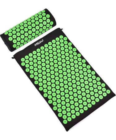 Acupressure Set: Acupuncture Mat & Pillow for Pain Relief - Unisex Green with Bag - Buy Online on GoSupps.com