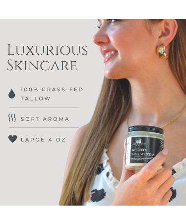 100% Grass Fed Beef Tallow For Face & Skin - All Natural Tallow Face Cream - Whipped Moisturizer Lotion - Made in USA - 100% Organic Essential Oils - Lrg 4 Fl Oz - The Young Royal (Vanilla & Jasmine) Jasmine Vanilla 4 Fl Oz  - Buy Online on GoSupps.com