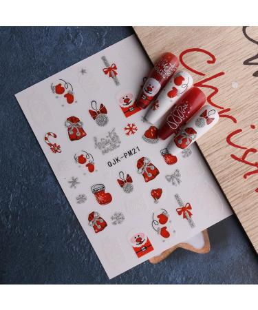 JMEOWIO 10 Sheets Glitter Christmas Nail Art Stickers Decals Self-Adhesive Snowflake Winter Holiday Cute Red Nail Supplies Nail Art Design Decoration Accessories - Buy Online on GoSupps.com