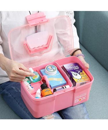 Kinsorcai 11'' Plastic Storage Box with Removable Tray - Pink | Multipurpose Organizer for Art, Craft, and Cosmetic - Buy Online on GoSupps.com