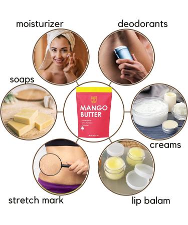 Mango Butter (1lb | 454g) Premium Quality Unrefined Ivory Moisturizer| Packed in Canada| Great For Hair Skin and DIY| Use Alone Or In Lip Balms Lotions Soap and More| By Amriel Co.  - Buy Online on GoSupps.com