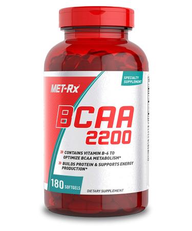 MET-Rx BCAA 2200 Amino Acid Supplement, Supports Muscle Recovery, 180 Softgels