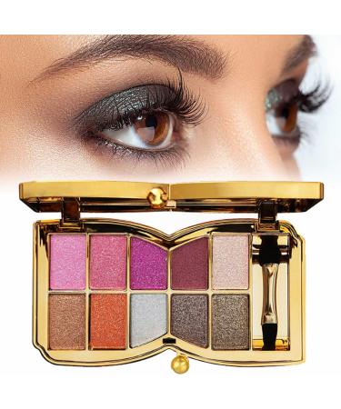 10 Colors Sparkle Shimmer Eyeshadow Palette Gold Eyeshadow Shimmer Makeup Palette Highly Pigmented Long Lasting Makeup Set Eye Shadow Palette Makeup 07