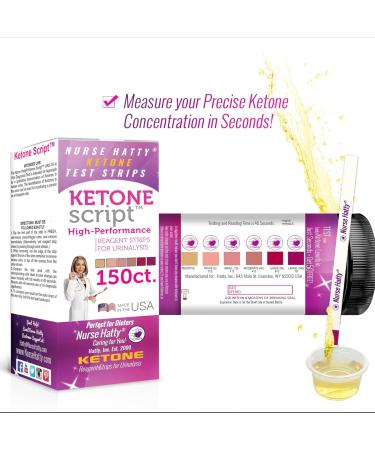 Nurse Hatty - 150 Ketone Test Strips w Built-in Color Chart Free Keto Guide eBook & Free App - Made-in-The-USA - Urine Test for Ketogenic Ketosis Low Carb Atkins & Paleo Diets - Extra Long Strips 150 count (Pack of 1) - Buy Online on GoSupps.com