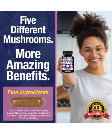Saint Mingiano Lion's Mane Mushroom Supplement | 120 Capsules: Alpha Brain Enhancement of Cognitive Clarity Focus with Our Specialty Blend 4 Mushroom Mycelium Formula - Buy Online on GoSupps.com