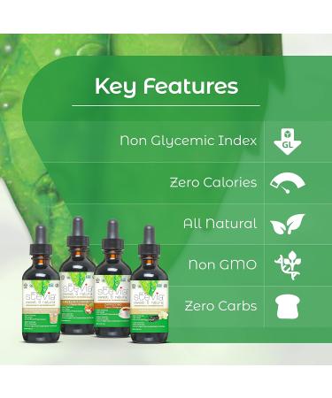 Stevia Liquid Drops Coffee Classics Bundle - 4 Flavours (Vanilla Irish Cream Cappuccino Hazelnut) - Zero Calorie Natural Sweetener by CraveStevia - Buy Online on GoSupps.com