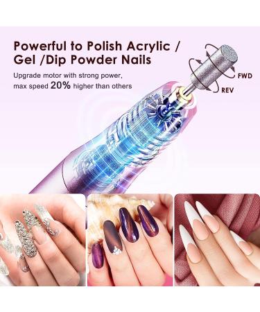 Cordless Nail Drill Electric File for Professional Nail Care - Rechargeable Manicure Pedicure Kit with Everything - Lightweight and Portable APurple Design - Buy Online on GoSupps.com