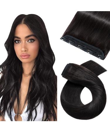 Clip in extensions real hair thick hair parts real hair 1 piece 5 clips 7a remy hair soft naturally hair extension 40cm-80g 1b# natural black