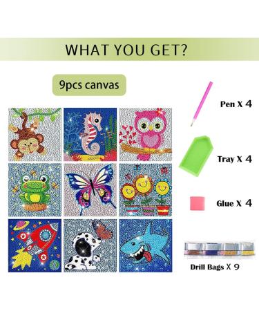 HUBENDMC 9 Pack 5D Diamond Painting Kits for Kids - Cute Full Drill DIY Gem Arts and Crafts - Ages 8-12 - Diamond Dots Home Wall Decor 6X6 inch - Buy Online on GoSupps.com