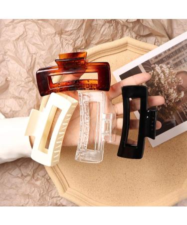Buy Hayhoi 4-Piece Large Acrylic French Hair Clips - No Slipping Hair Accessories for Women & Girls - Black Brown White Transparent - Buy Online on GoSupps.com