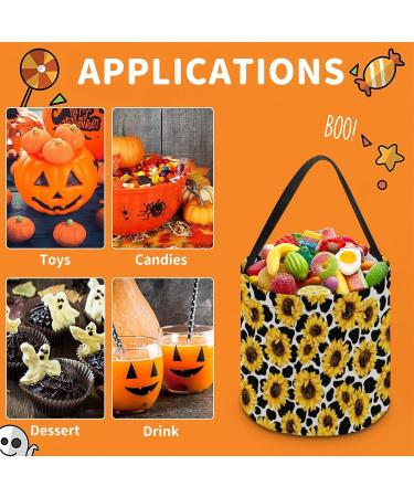 ZOPIPUQD Sunflower Cow Halloween Bucket Candy Tote Bags Trick Or Treat Bags Decor Gifts for Adults Boys Girls - Buy Online on GoSupps.com
