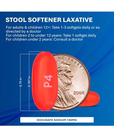 MAJOR Docusate Sodium 100mg Softgels Stool Softener Laxative for Occasional Constipation Relief - Gentle Dependable Stimulant-Free 100 Count (4-Pack) - Buy Online on GoSupps.com