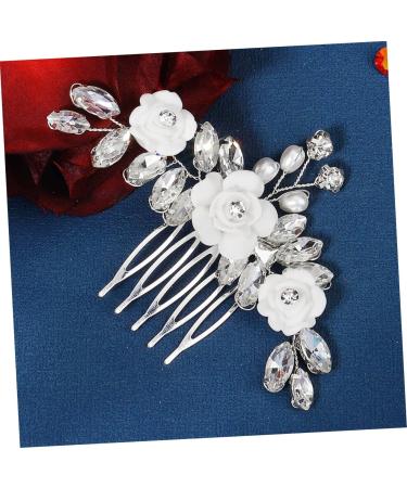 minkissy Bride Hair Comb Wedding Hair Side Comb Floral Hair Comb Bridal Hair Side Comb Bridal Hair Accessories Hair Side Comb White Miss Soft Pottery Metal Twist - Buy Online on GoSupps.com