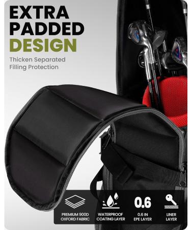 OutdoorMaster Padded Golf Travel Bag - Heavy Duty 900D Oxford, Waterproof Case with Reinforced Wheels - Soft-Sided Golf Club Bag with Shoes Compartment - Black - Buy Online on GoSupps.com