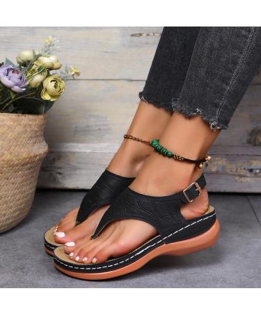 Dimleen Orthopedic Sandals - Women's Arch Support Flat Sandals - Black, Size 8.5 - Buy Online on GoSupps.com