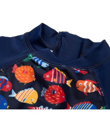 Bonverano Baby Boys Swimsuit | UPF 50+ Short-Sleeve One Piece Swimwear | Colorful Fish Design | 2-3 Years - Buy Online on GoSupps.com