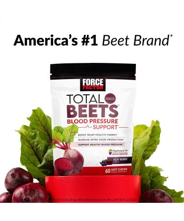 Total Beets Blood Pressure Support Supplement - Beet Chewables for Heart Health and Energy - 60 Chews - Buy Online on GoSupps.com