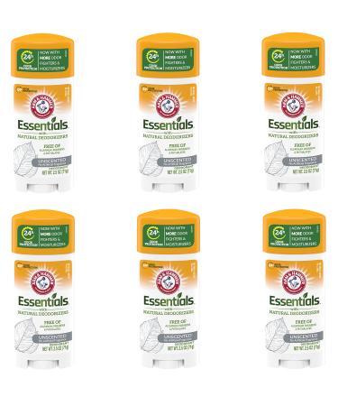 Arm & Hammer Essentials Solid Deodorant Unscented 2.5 oz 6 Count Unscented 15 Ounce (Pack of 1)