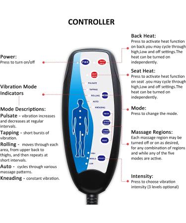 Comfier Massage Seat Cushion with Heat and 10 Vibration Motors - Back Massager for Chair - Ideal Gifts - Black - Buy Online on GoSupps.com