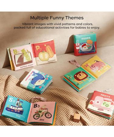 6 Pcs Baby Books Toys 0-6 Months Soft Chewing Cloth Book Set Bath Toys for Infants 6-12M Crinkle Paper Baby Sensory Educational Learning Toys for Boy Girl - Buy Online on GoSupps.com