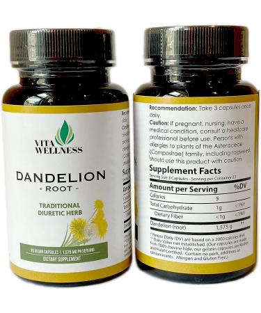 Organic Dandelion Root Capsules - Traditional Diuretic Herb - Non-GMO & Vegan - 120 Capsules for Immunity Support - Buy Online on GoSupps.com