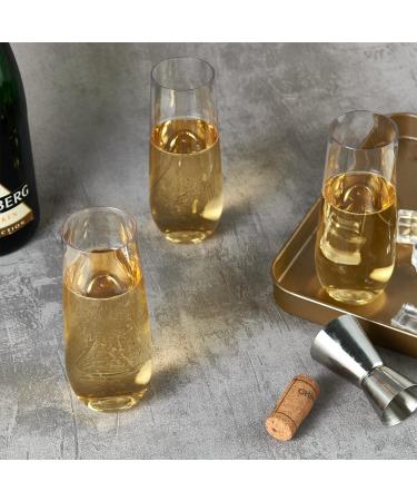 FOCUSLINE 24 Pack 9 Oz Stemless Plastic Champagne Flutes - Heavy Duty Clear, Shatterproof, Disposable & Reusable Glasses for Wedding or Party - Buy Online on GoSupps.com