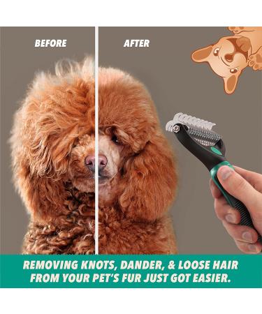 Professional Grade Double Sided Undercoat Pet Rake Brush | Reduces Shedding By 95% | Ideal for Dogs & Cats | Includes Free Nail Clipper - Buy Online on GoSupps.com