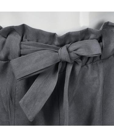 Ronony Ladies Straight Leg Summer Pants - Light Casual Trousers with Bag Hip Belt Regular Fit Comfy Beach Pants - XL Gray - Buy Online on GoSupps.com