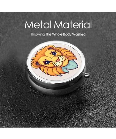 Cartoon Cute Little Lion Round Pill Box - 3 Compartment Organizer | Portable Travel Pill Box for Traveling - Buy Online on GoSupps.com