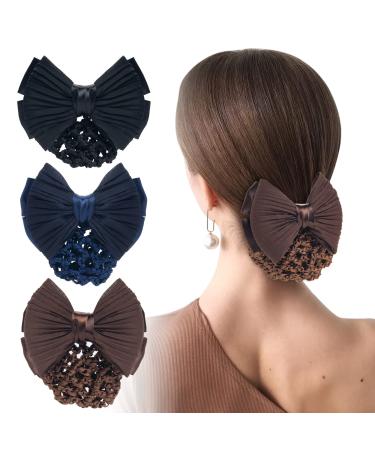 TXIN Set of 3 Bow Snood Bun Covers Crochet Net Hair Snoods for Women Girls