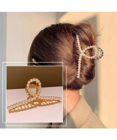 Large Metal Hair Claw Clips for Women - Stylish Pearl Hair Accessories for Thick & Thin Hair - Buy Online on GoSupps.com